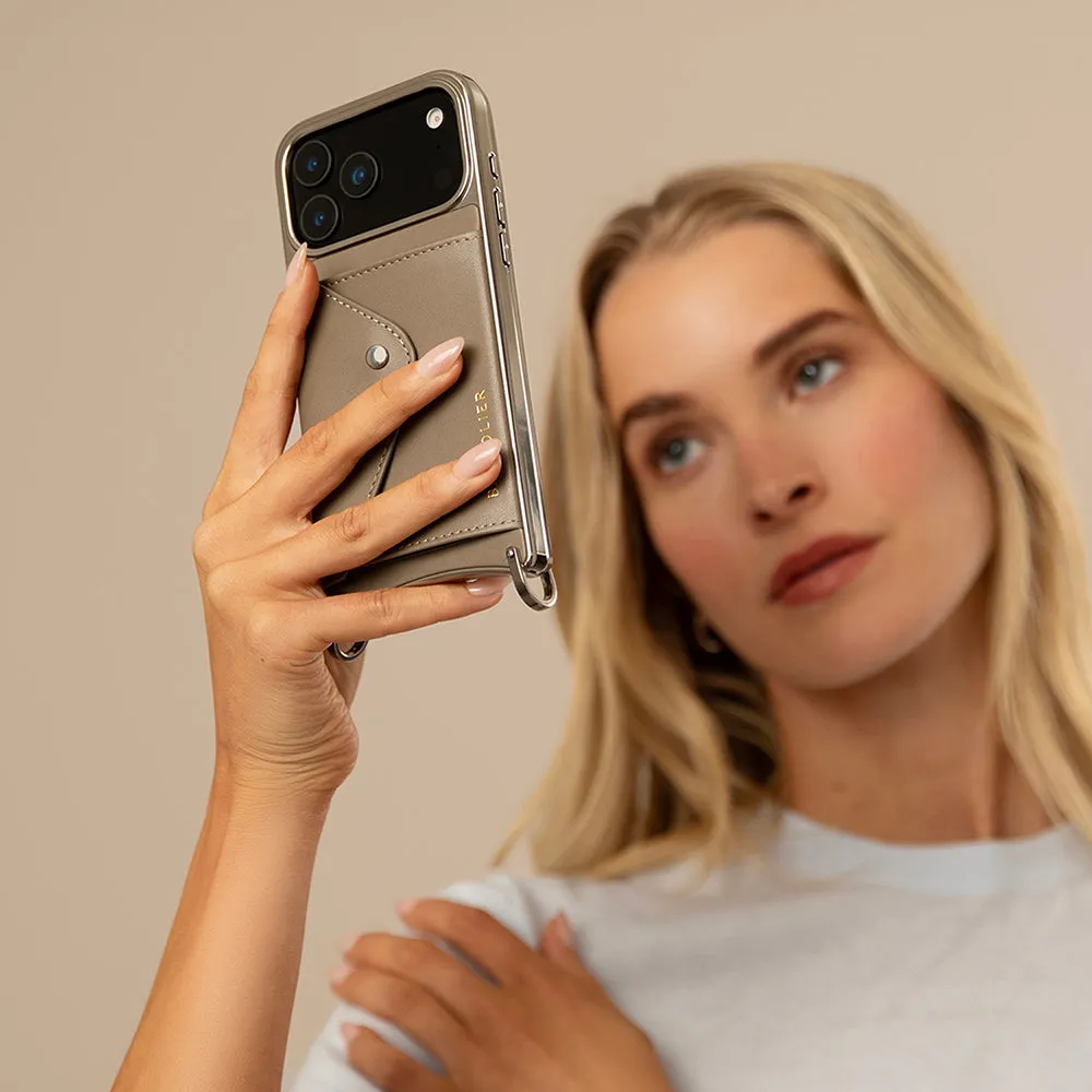 Hailey Chrome Crossbody Phone Case - Chrome Warm Gray/Antique Silver Easy Removal