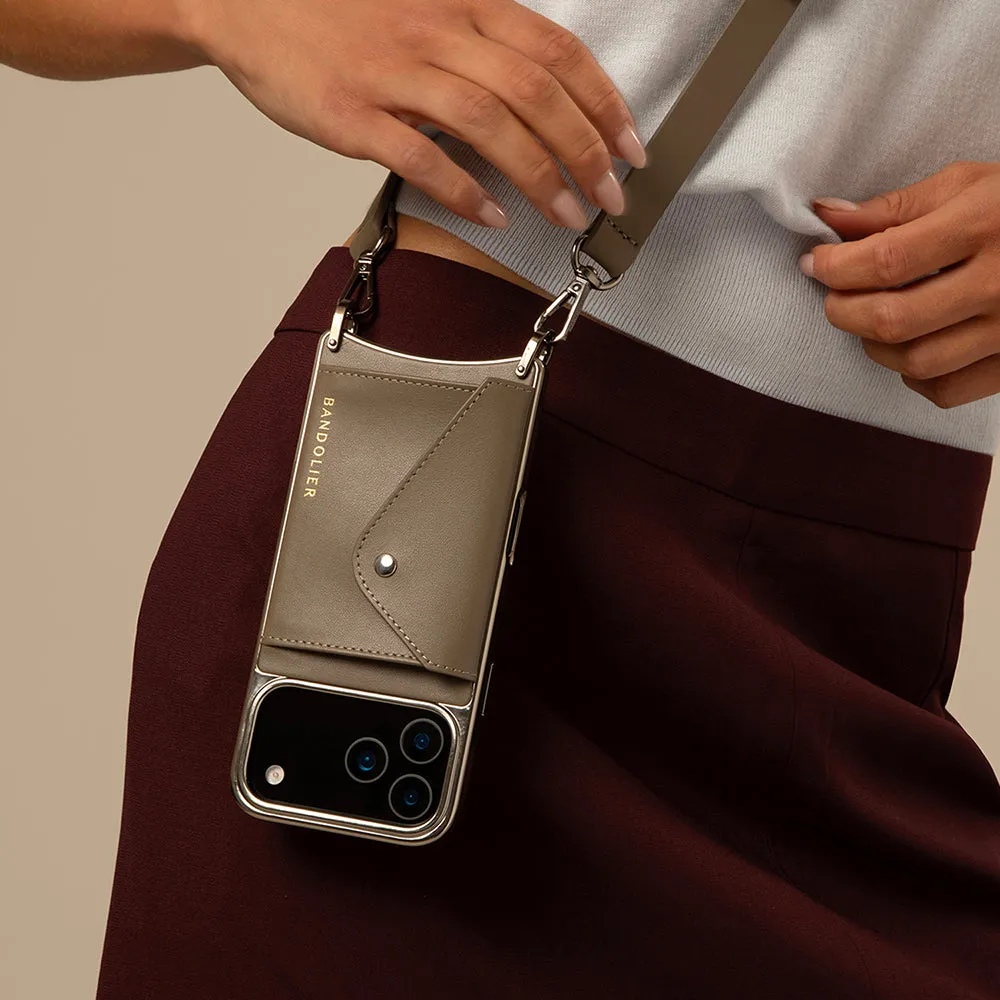 Rugged Outline everyday elegance Hailey Chrome Crossbody Phone Case - Chrome Warm Gray/Antique Silver
