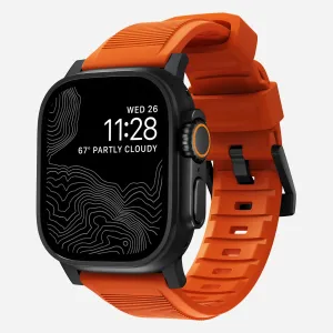 Casual Lifestyle Nomad Rugged Apple Watch Silicone Strap (Black/Ultra Orange)