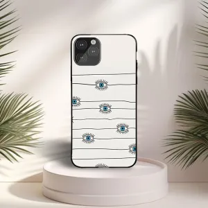 Marble finish Evil Eye Line Printed Phone case