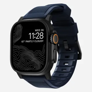 Minimal Sporty Look Nomad Rugged Apple Watch Silicone Strap (Black/Atlantic Blue)