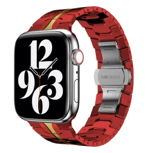 Versatile Outdoor Style Sporty Feel Apple Watch Steel Iron Strap (Red/Gold)