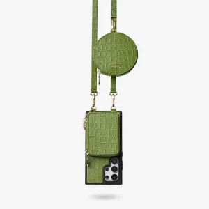 Protective Gear Crocodile Craft Set- Samsung Galaxy Strap Magsafe Compatible Phone Wallet Case with Circle Pouch