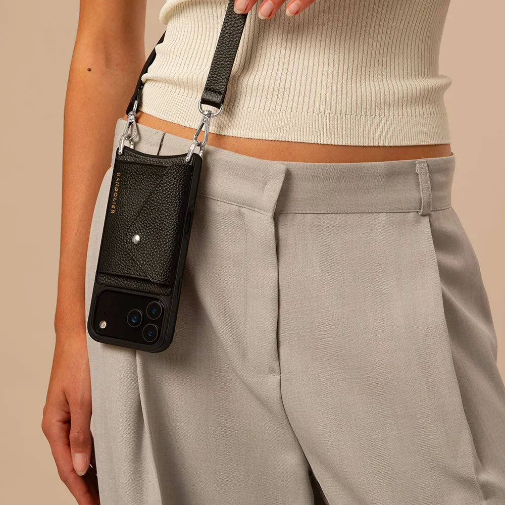 Hailey Side Slot Leather Crossbody Bandolier - Black/Silver Rugged Edge