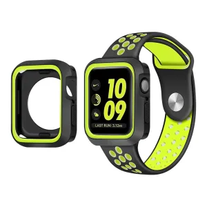 Durable Motion Design Lightweight Build Apple Watch 7 Sport Strap   TPU Case (Black/Yellow)