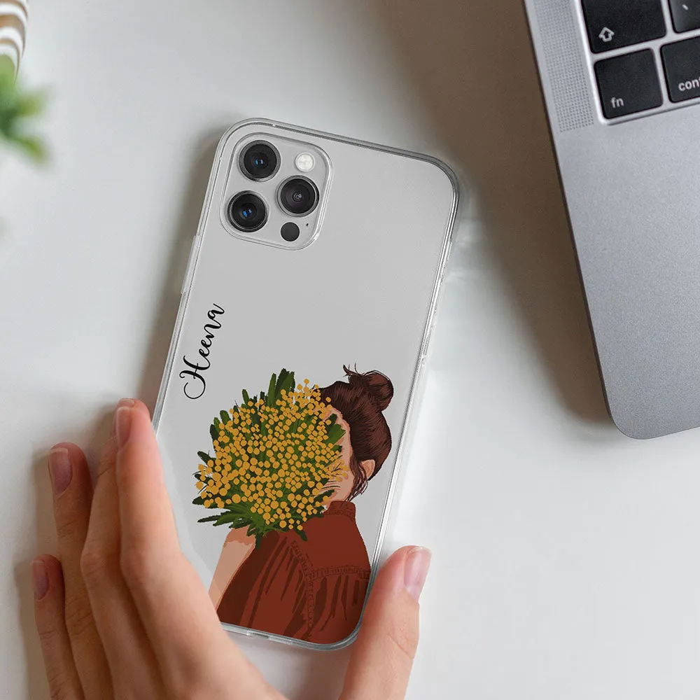 Perfect Fit Flower girl transparent silicone case with name