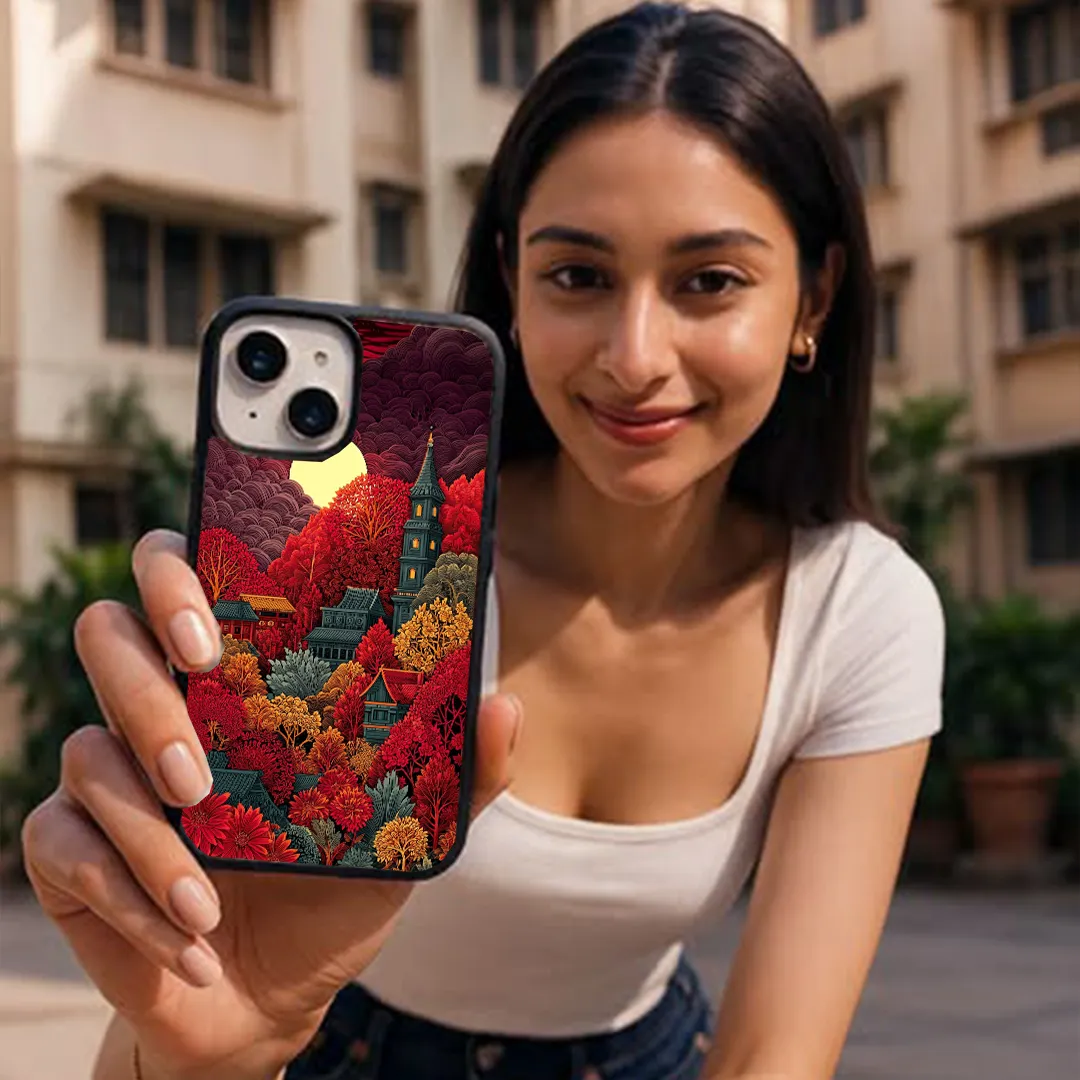 Full Moon View Printed Protective Phone case Strong Grip Office Accessory