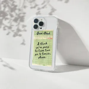 Gin & Tonic Guest Check Silicone Clear Case Soft touch layer High gloss