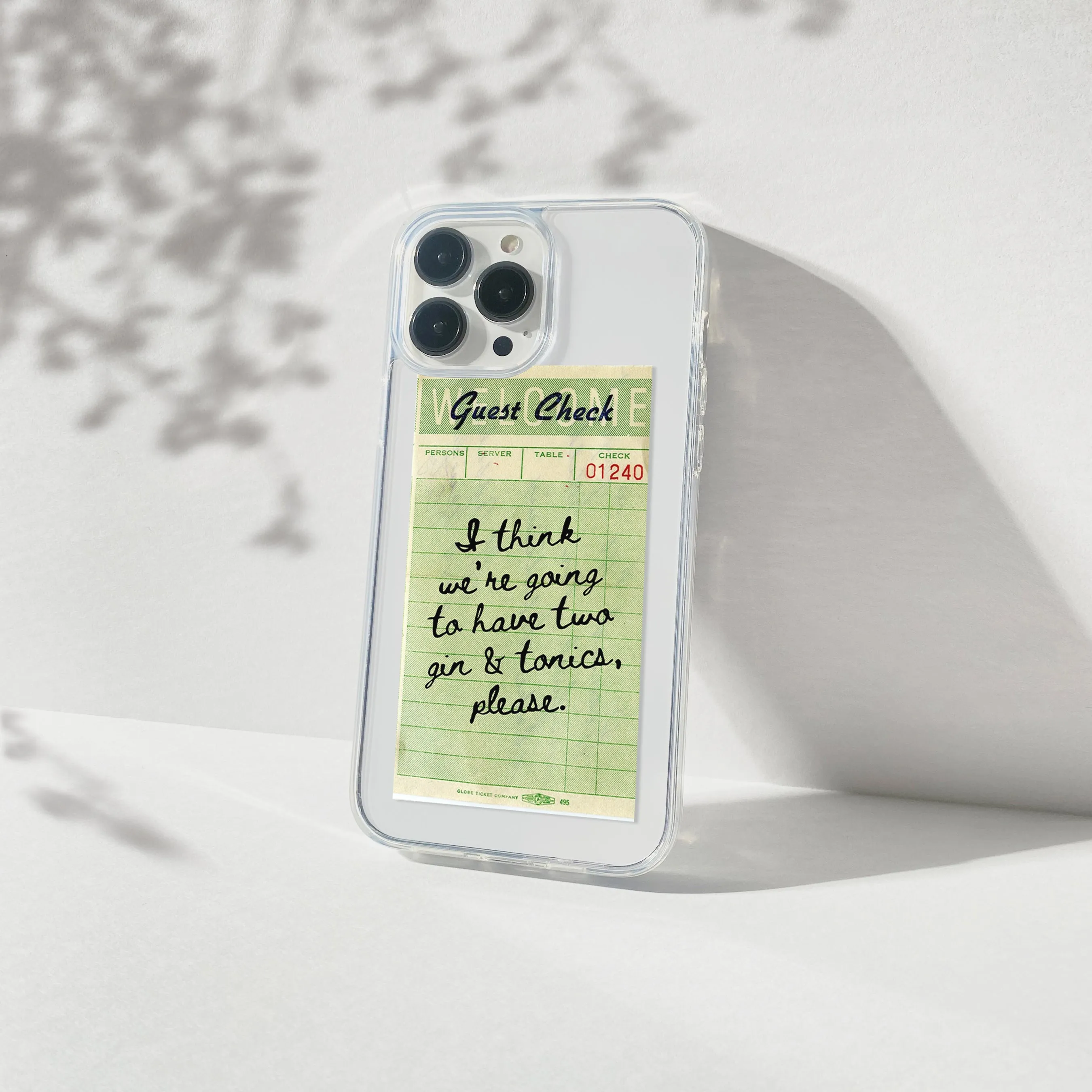 Gin & Tonic Guest Check Silicone Clear Case Soft touch layer High gloss