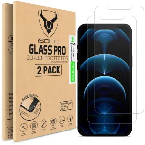 Screen Protector Plus Screen Protector for iPhone 12 Pro Max 6.7 Inch, iSOUL Tempered Glass HD Film, 2-Pack