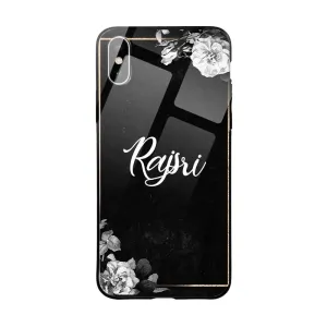 Glossy Protective Case With Black Floral Frame Name Impact shield