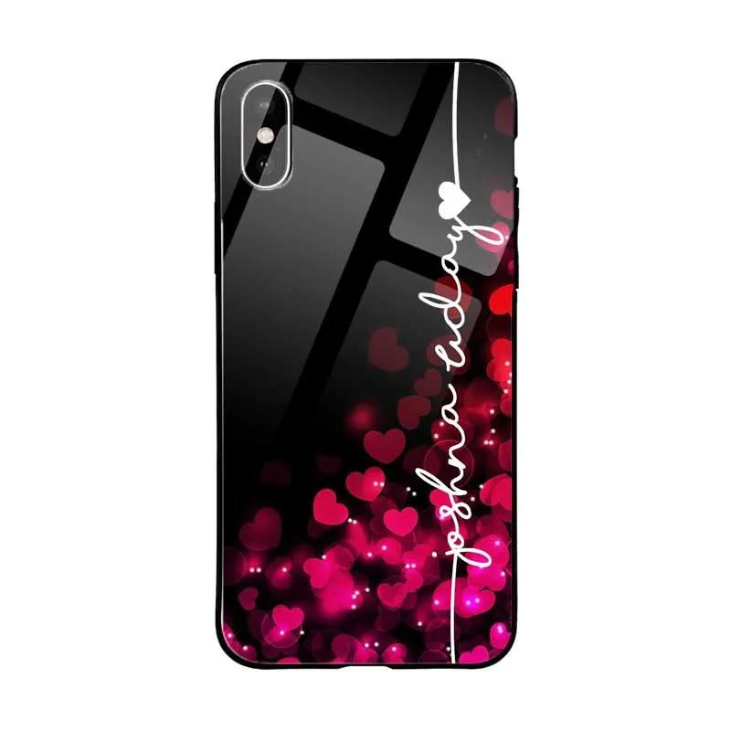Durable Build Quality Glossy Protective Case With Black Red Hearts Name
