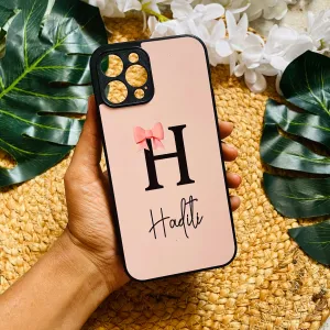 Glossy Finish Look Glossy Protective Case With Bow Letter Name