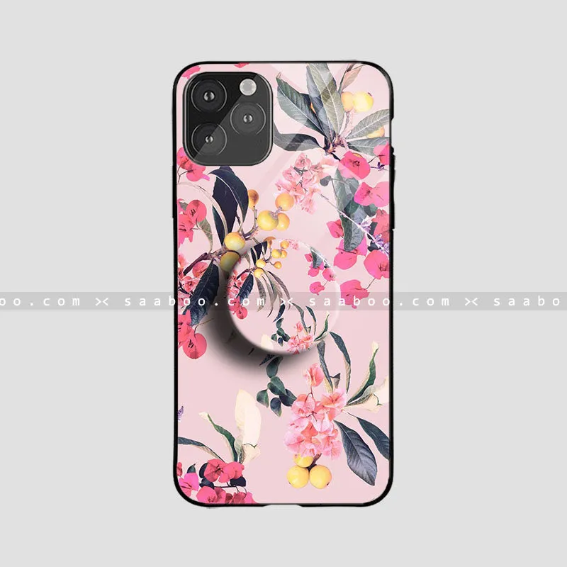 Matte Texture Glossy Protective Case With Flower's