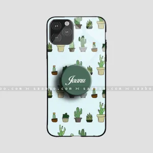 Hybrid Detail Strong Frame Glossy Protective Case With Green Cactus