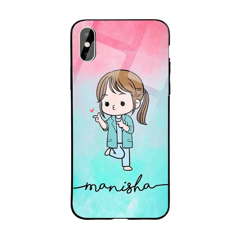 Glossy Protective Case With Green Red Cute Girl Name Fashion Look Soft Feelings