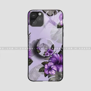 Glossy Protective Case With Light Blue Flower Soft Touching Minimal Cover