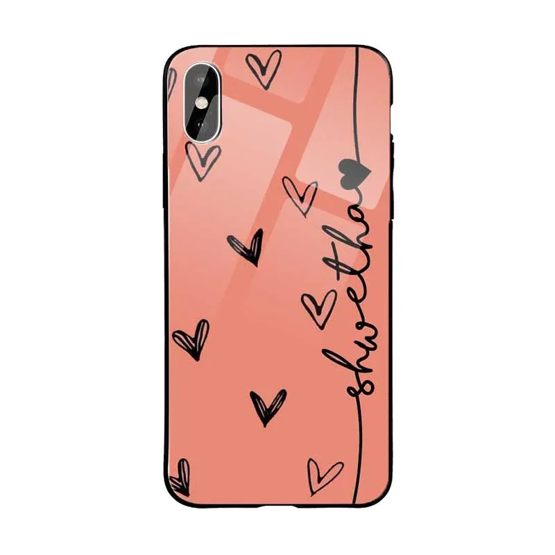 Soft Protection simple design Glossy Protective Case With Peach Big Hearts Name