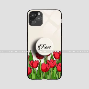 Wireless charging Glossy Protective Case With Red Rose