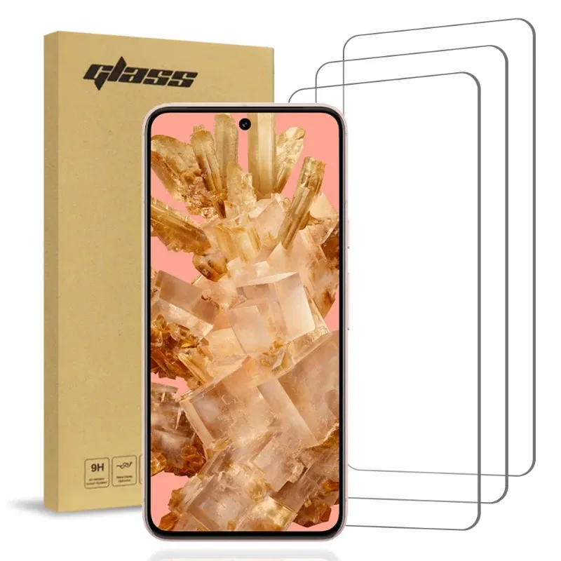 Google Pixel 8 Tempered Glass Screen Protector 3 Per Pack Tight Fit Hybrid Edge