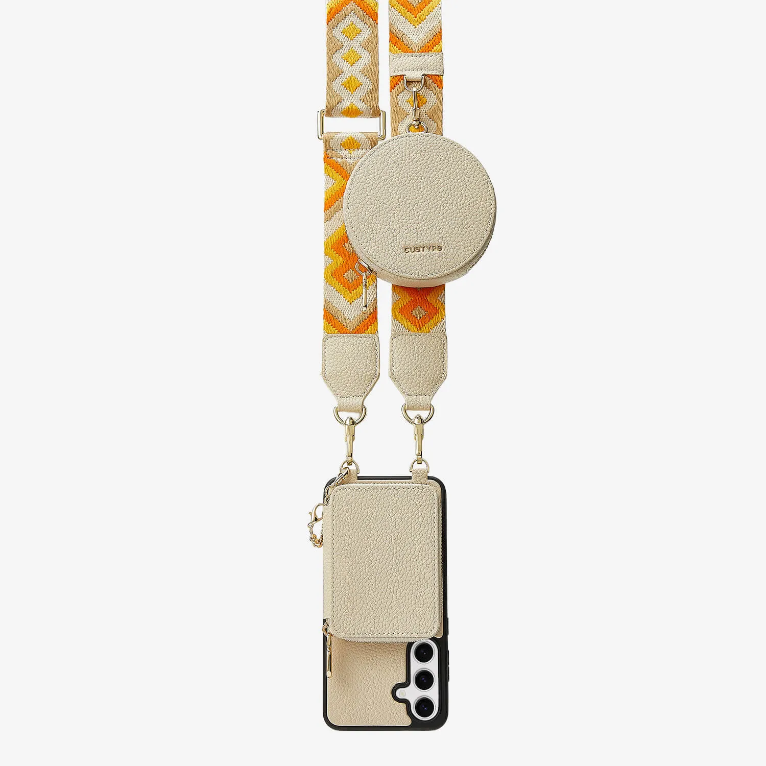 elegant design Unique Design Set- Samsung Galaxy Wireless Charging Webbing Crossbody Phone Case Round Pouch Set