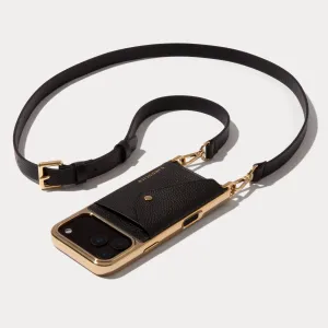 Soft Detail Layer Hailey Chrome Crossbody Phone Case - Chrome Black/Gold
