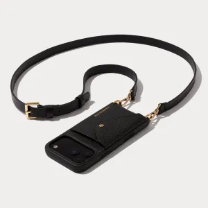Rugged Frame Hailey Side Slot Leather Crossbody Bandolier - Black/Gold