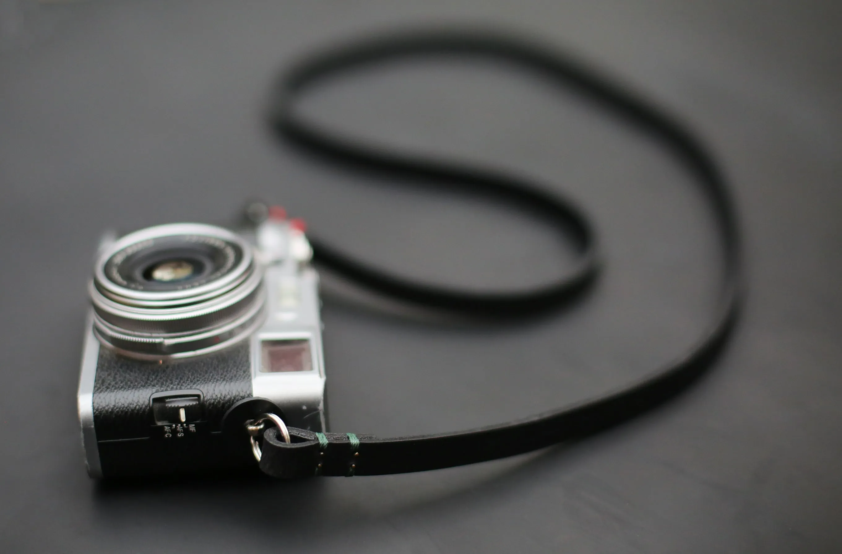 Handmade Black Leather Camera Strap ?C 10mm Wide Full-Grain Buffalo, Minimalist Design Phone Convenience Crossbody Lanyard