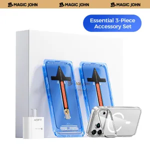 MAGIC JOHN 3 Piece Accessory Set for iPhone 17 / Air / Pro / Pro Max Screen Armor Ultra Max fitness tracker screen film