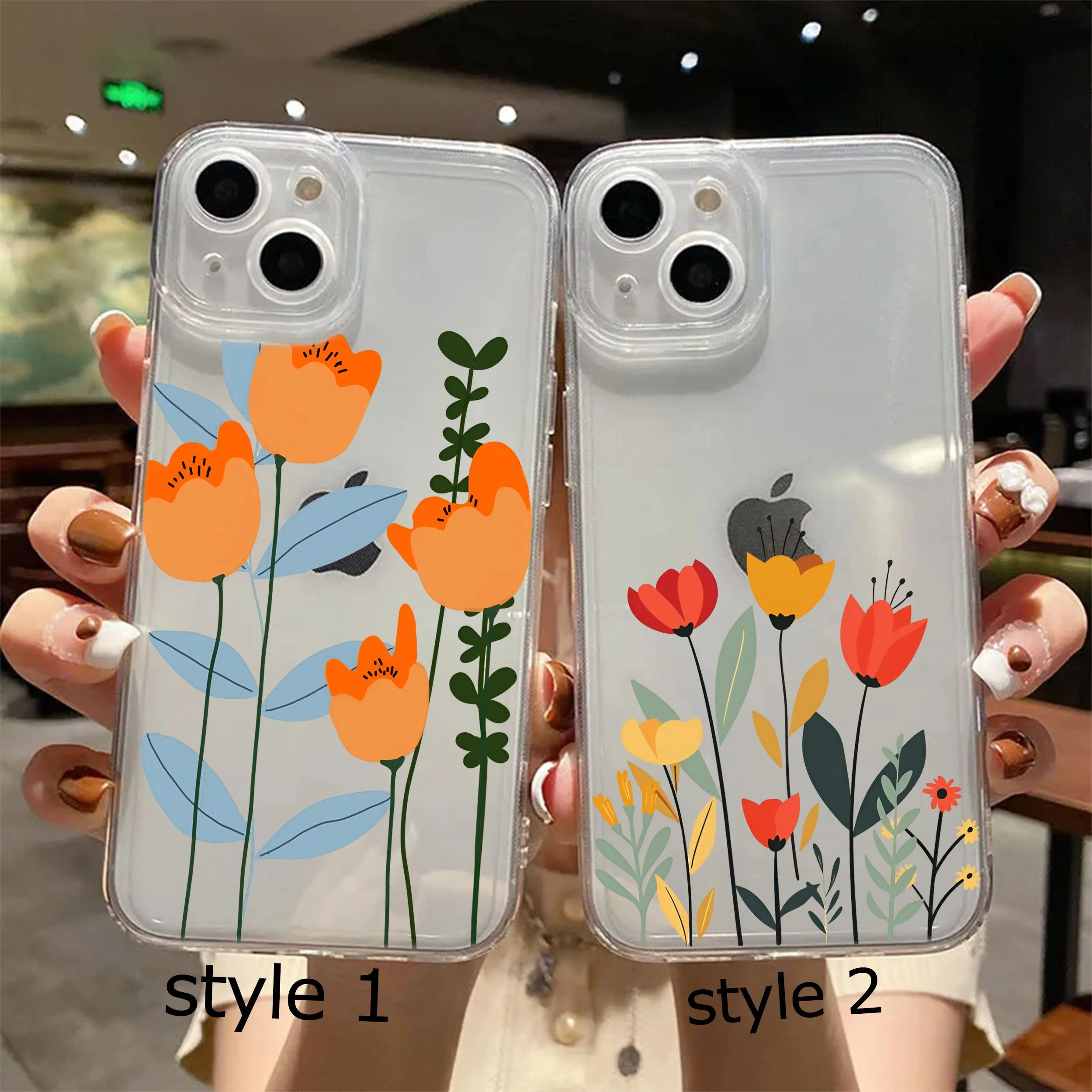 Daily Essential Protective Design Texture Floral Clear Phone Case
