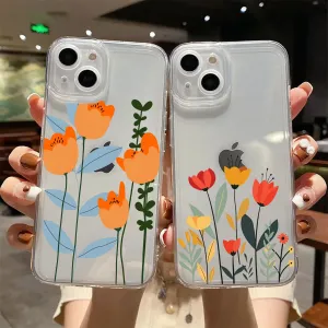 Rugged Look Finish Minimal Feature Floral Clear Phone Case