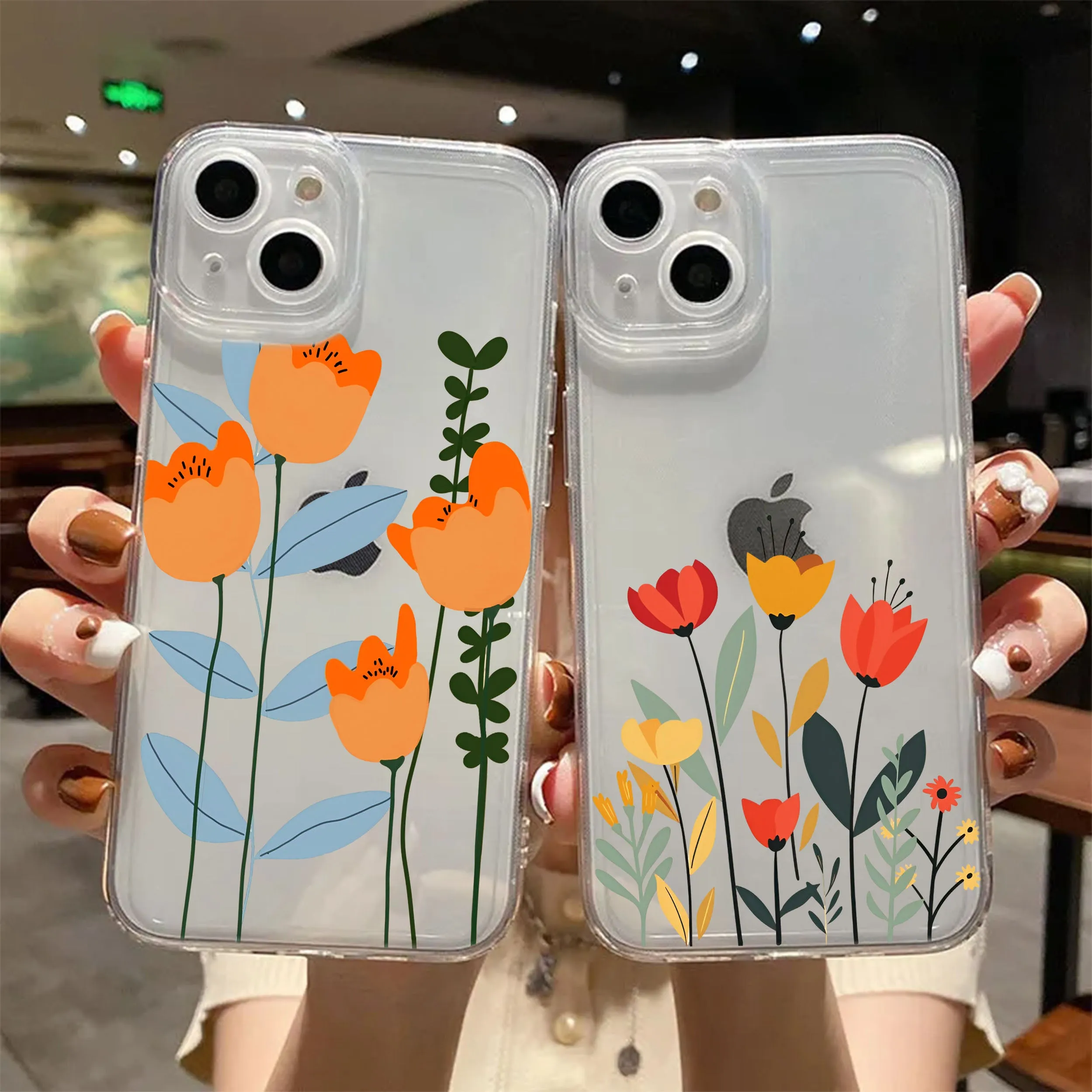 Rugged Look Finish Minimal Feature Floral Clear Phone Case