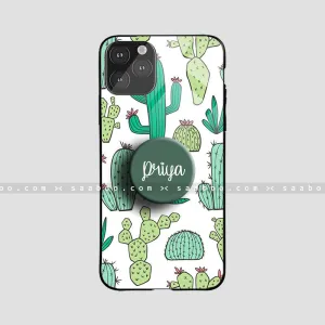 Glossy Protective Case With White Cactus Vivid Design Texture