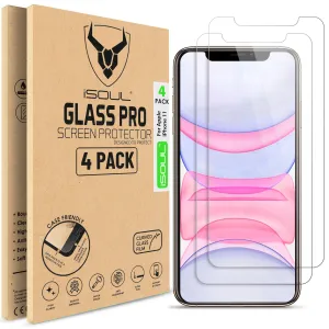 work use soft edge screen protector Screen Protector for Apple iPhone 11 and iPhone XR 6.1-Inch, Tempered Glass Film, 4-Pack