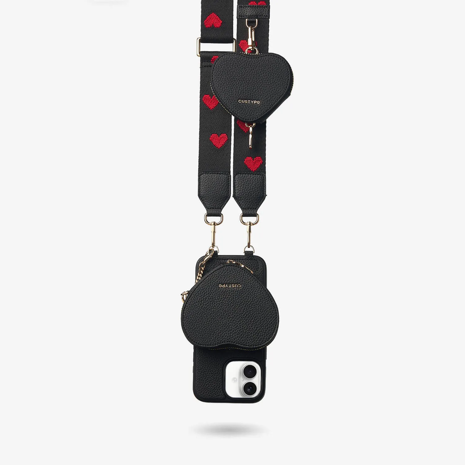 Heart Airpod Kit- iPhone Crossbody Case with Magnet & Airpods Pouch Matte Finish Fashion Design