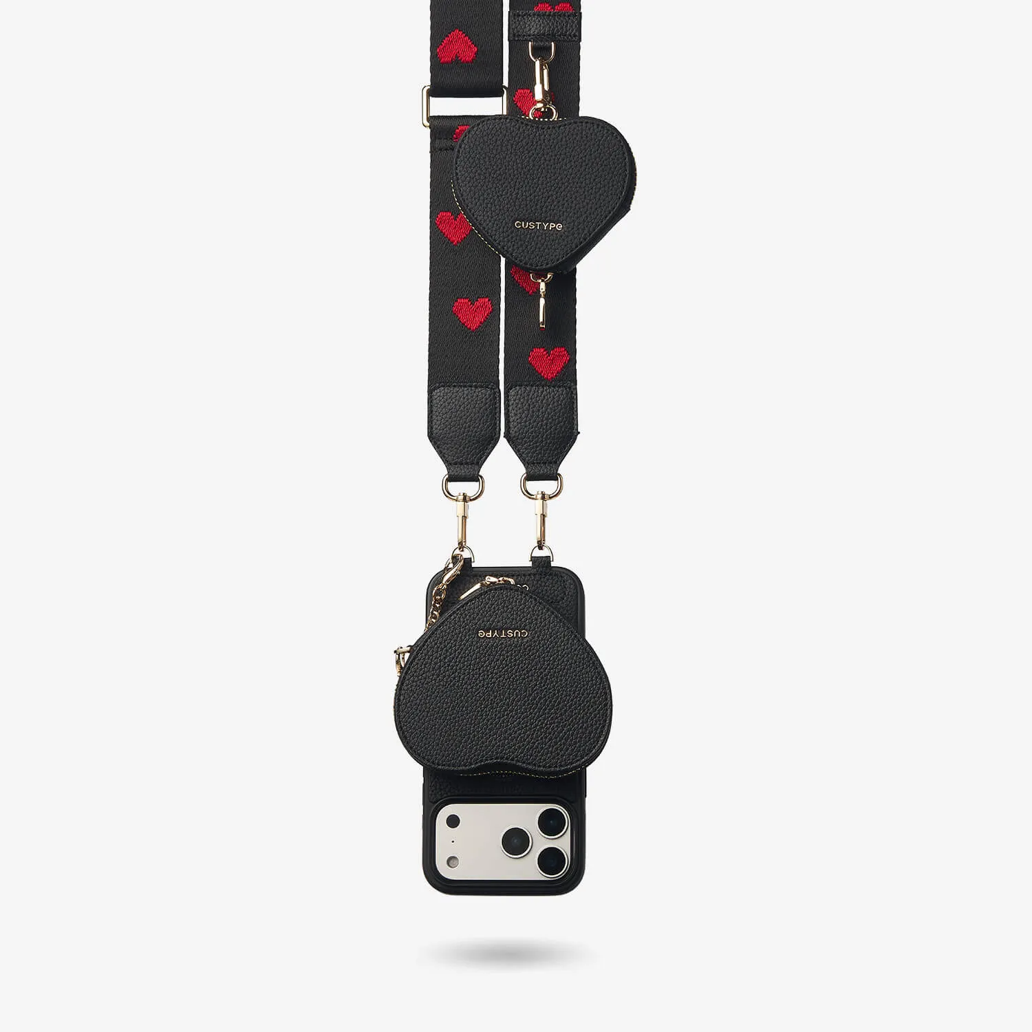 Matte Look Vivid Detail Texture Heart Airpod Kit- iPhone Crossbody Case with Magnet & Airpods Pouch