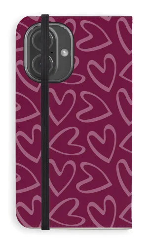 Protective Build Texture Sleek Edge Heart beat Folio Case