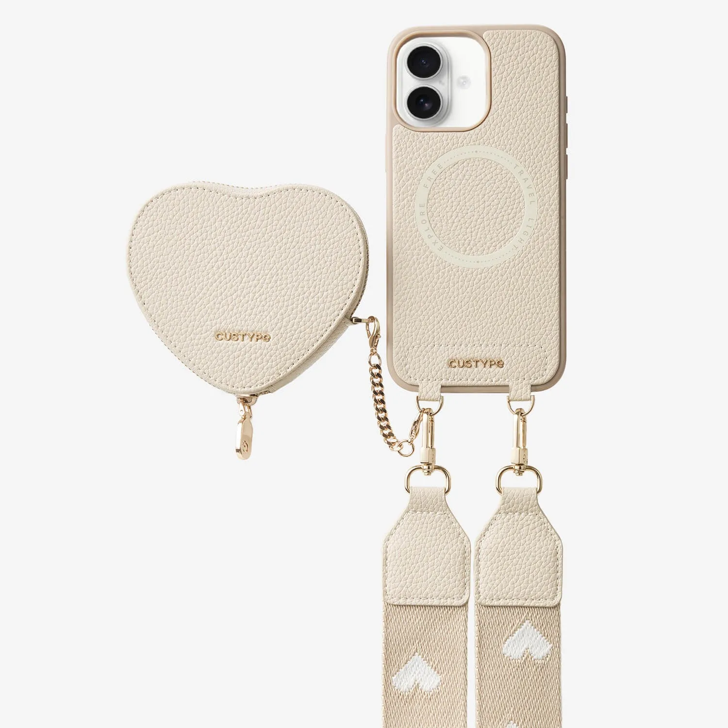 Heart Design Kit- Magnetic Phone Case with Webbing Crossbody & Pouch Strong material