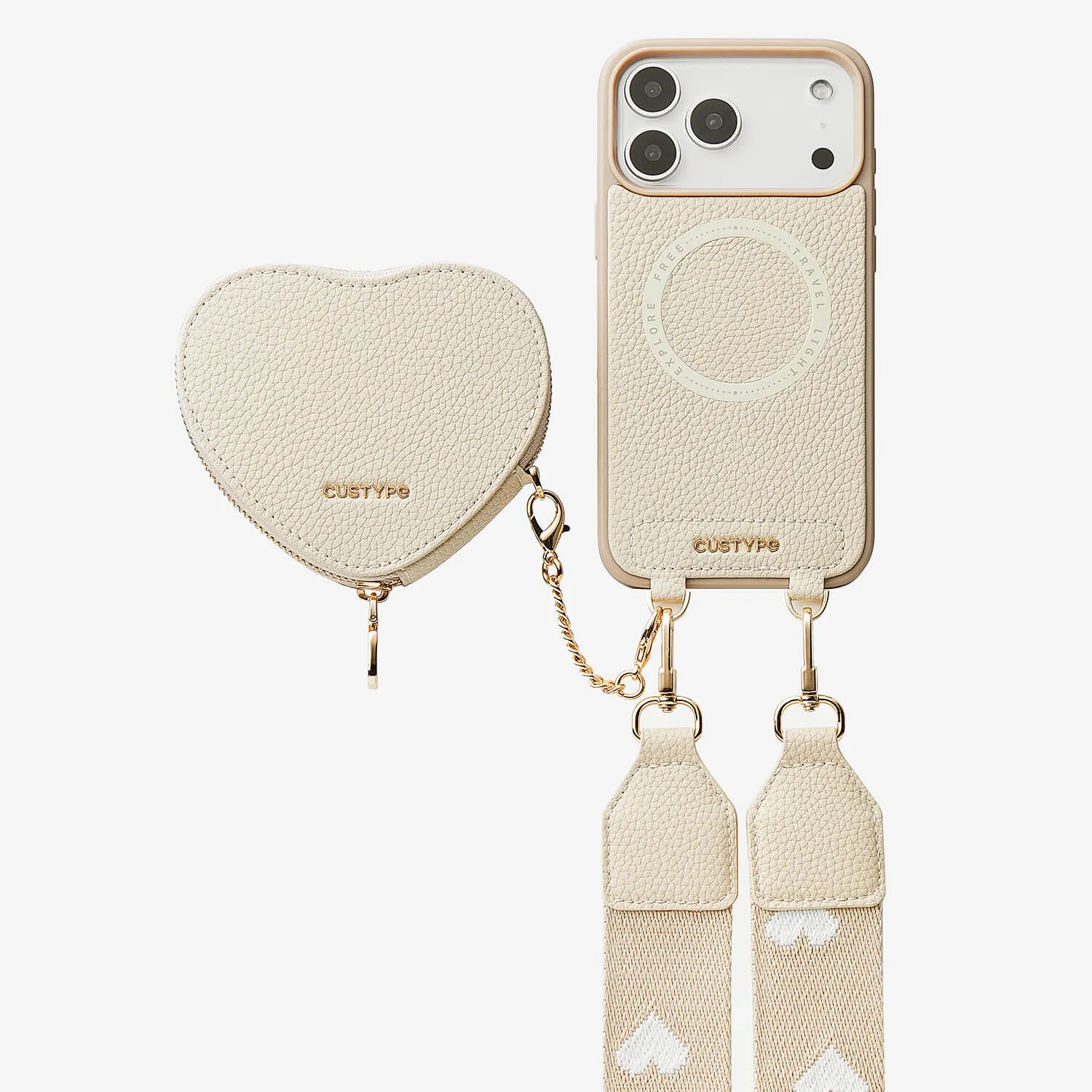 Heart Design Kit- Magnetic Phone Case with Webbing Crossbody & Pouch Modern Detail