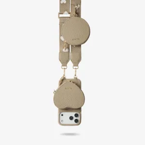 Minimal Texture Layer Heart Design Kit- Phone Case with Magnetic Heart Pouch & Webbing Strap