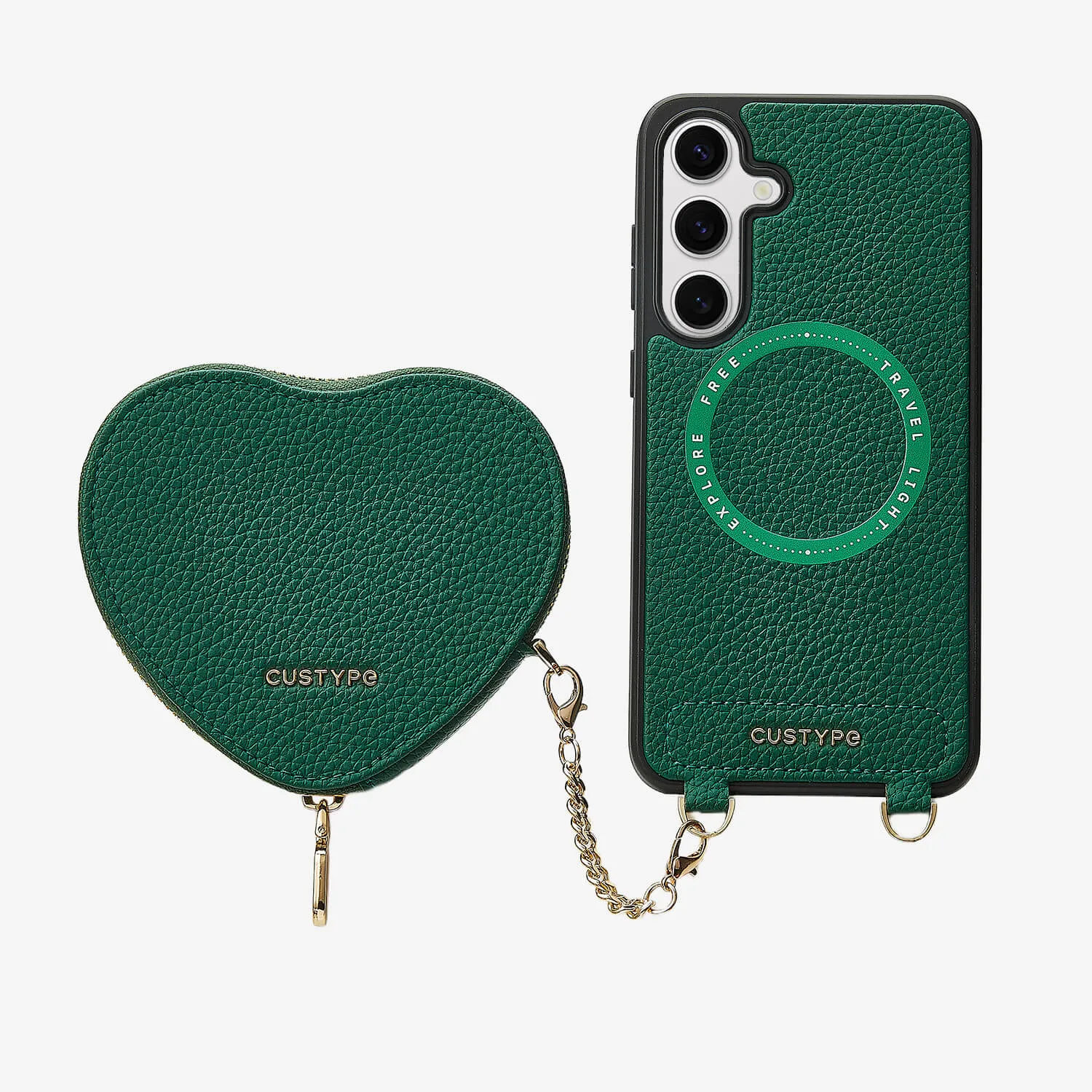 Heart Design Kit- Samsung Galaxy Wireless Charging Phone Case With Detachable Pouch Comfort Build Layer
