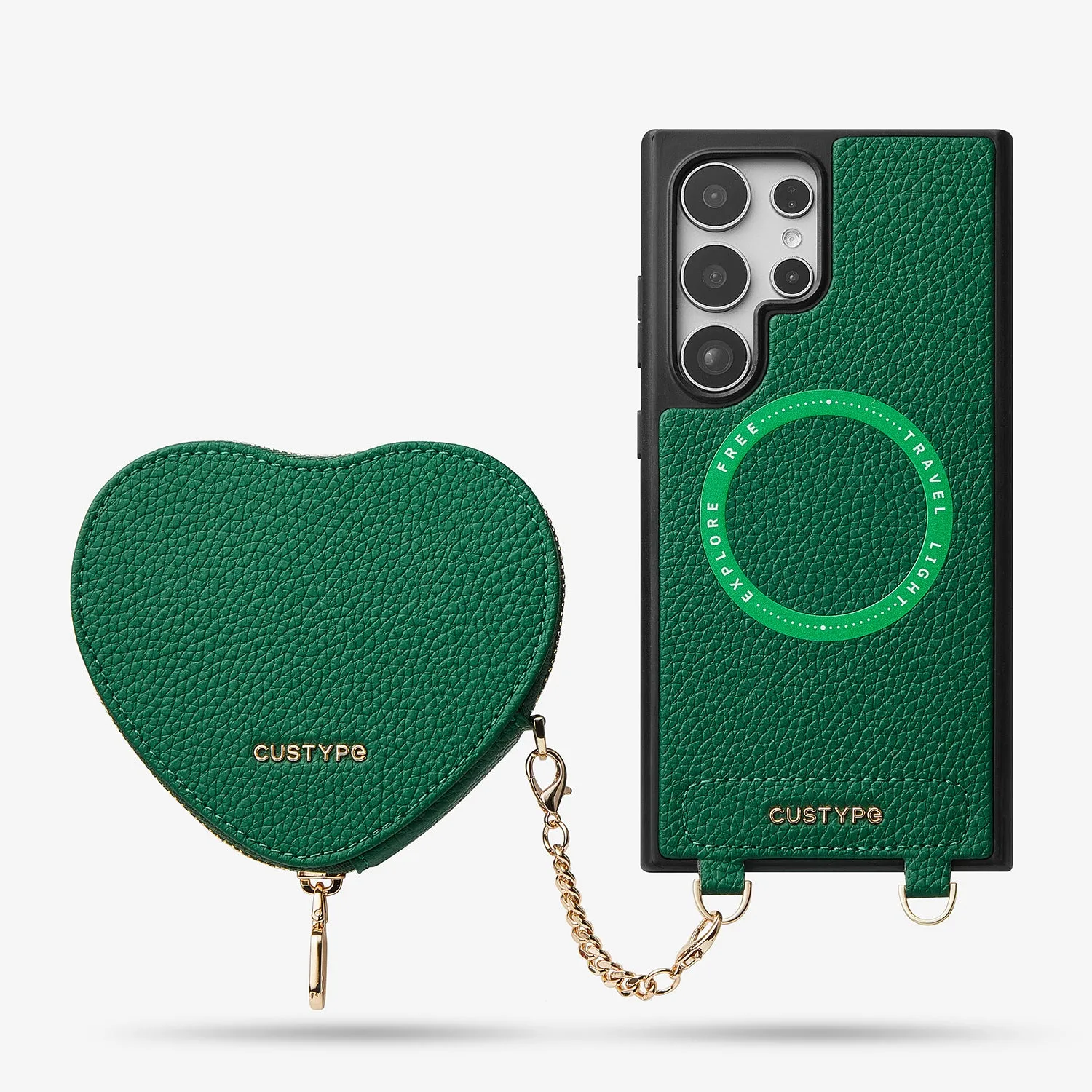 Vibrant pattern Slim Fit Design Heart Design Kit- Samsung Galaxy Wireless Charging Phone Case With Detachable Pouch