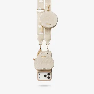 Heart Design Kit- Webbing Crossbody iPhone Case with Magnet & Pouch Stylish Layer Textured Finish