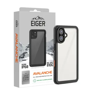 Smooth Texture Eiger Avalanche Case & Screen Protector for Apple iPhone 16 Plus in Black