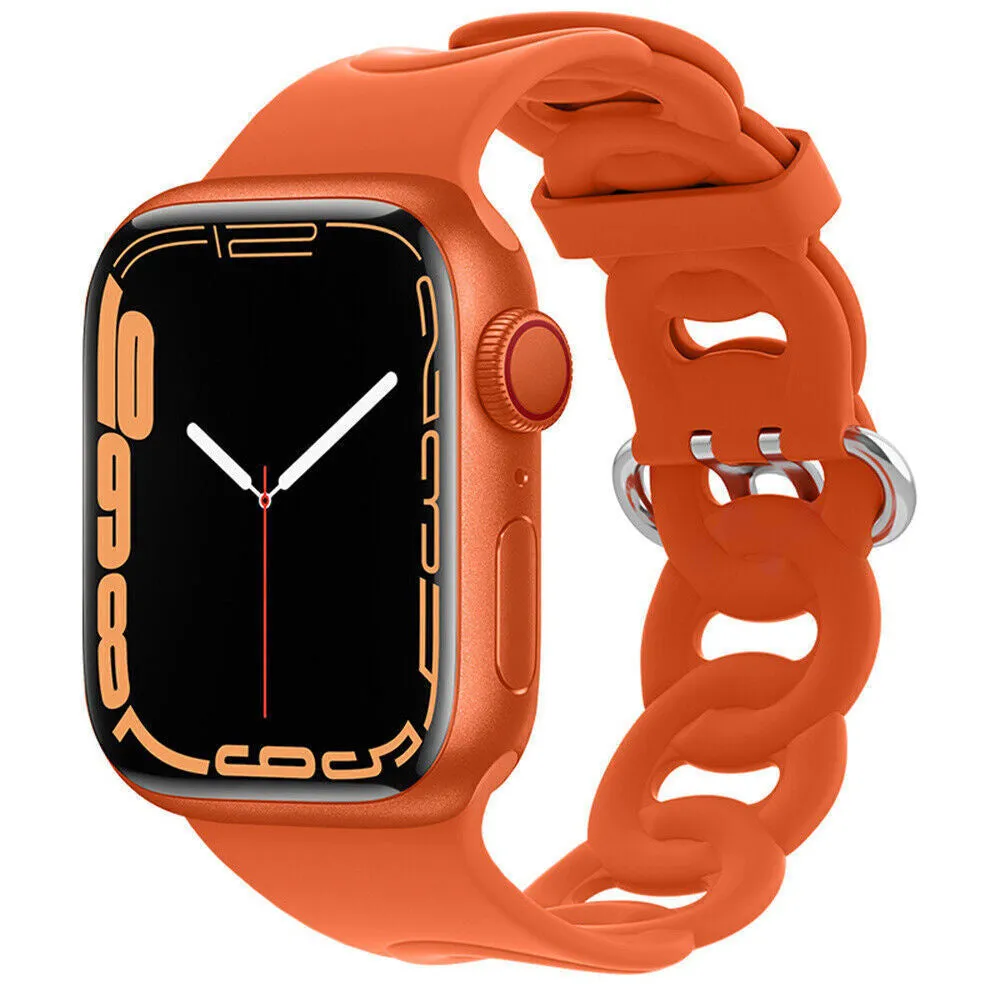 Durable Utility Fit Apple Watch Silicone Chain Strap (Orange)