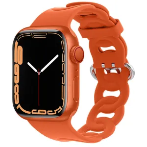 Durable Utility Fit Apple Watch Silicone Chain Strap (Orange)