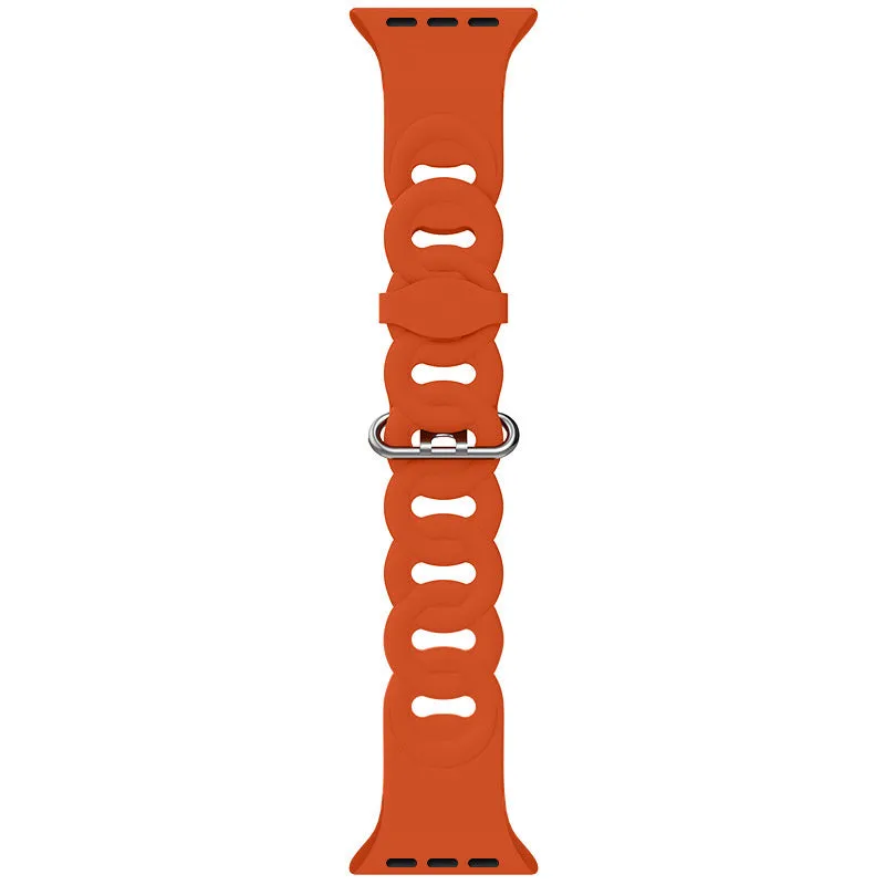 Apple Watch Silicone Chain Strap (Orange) Soft Material Feel Sporty Band