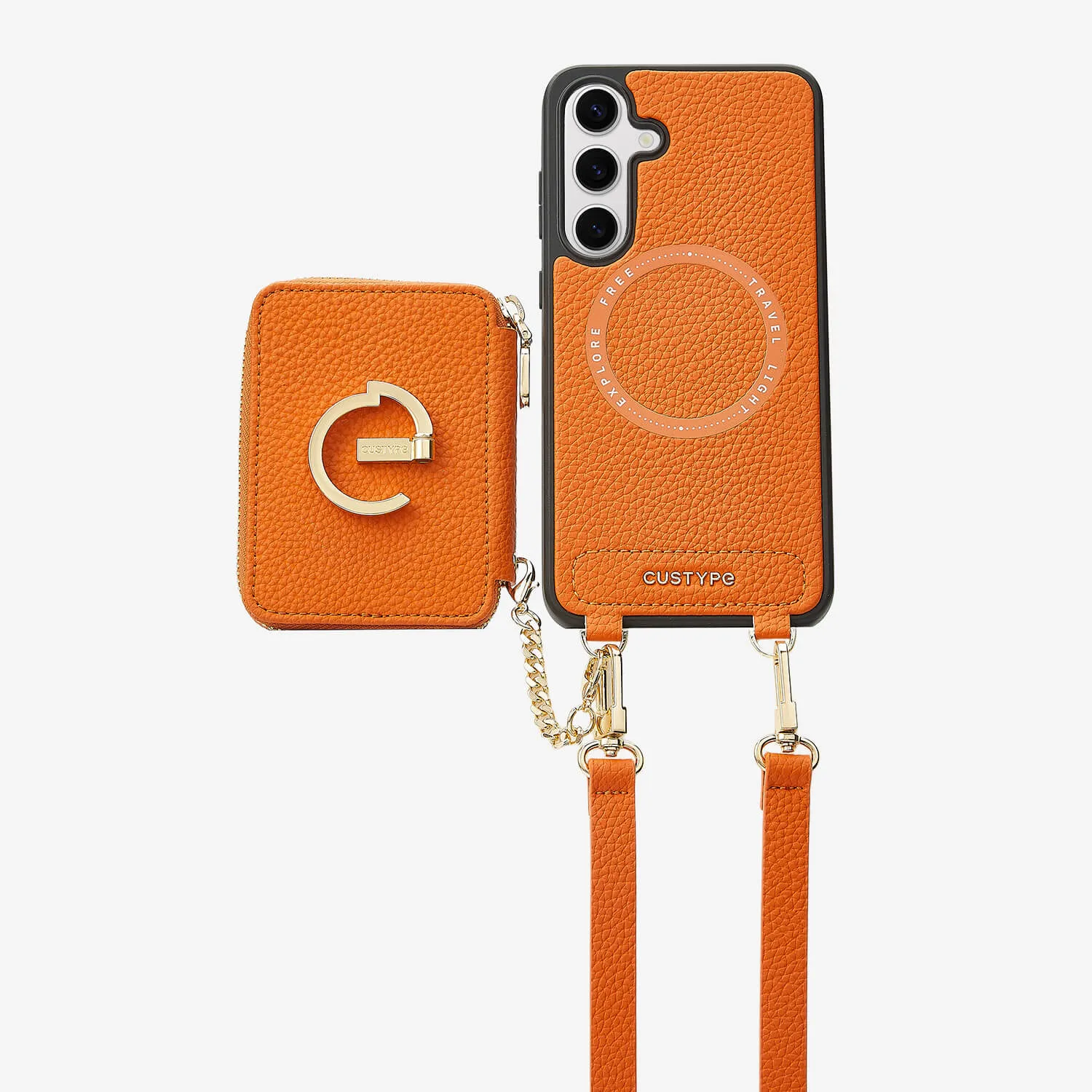 Original Design Set- Samsung Galaxy MagSafe Compatible Wallet Phone Case With Shoulder Strap Set Protective Shell Design Soft Surface Design