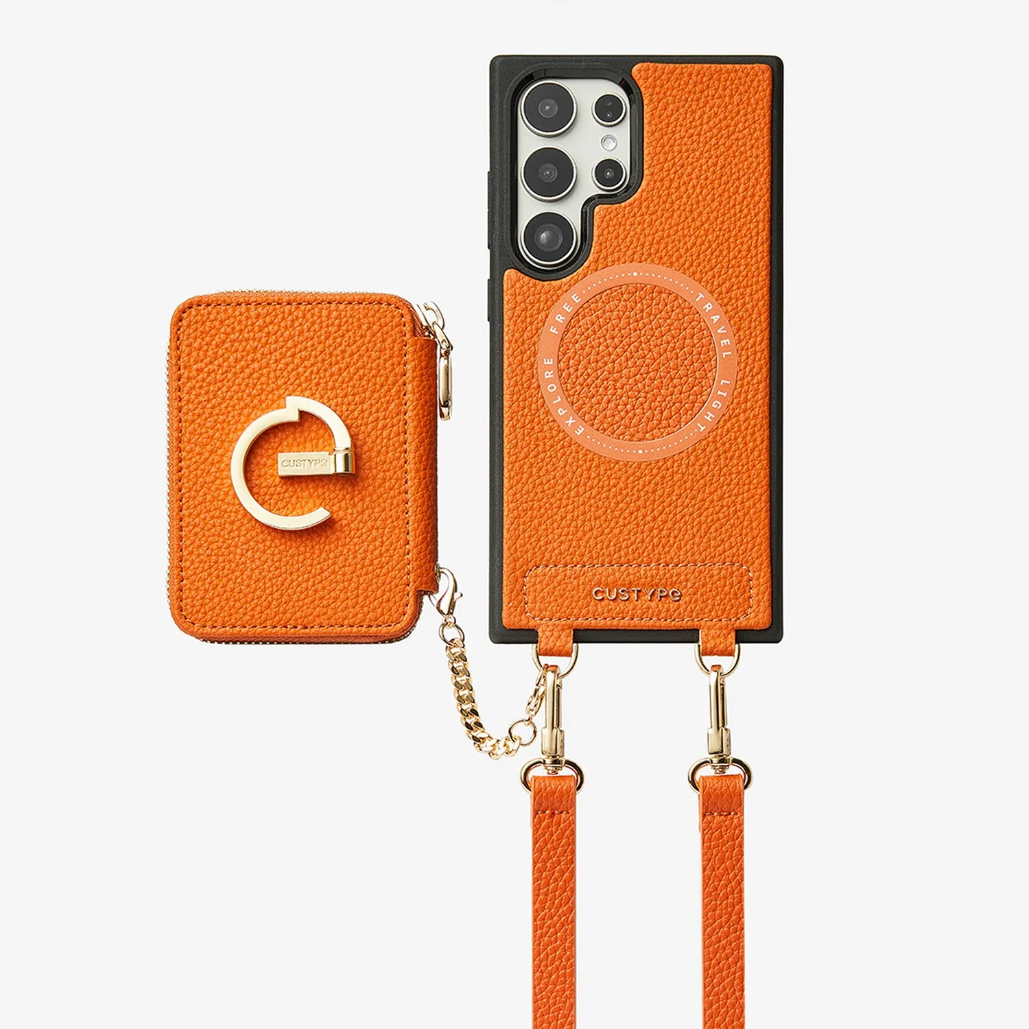 Original Design Set- Samsung Galaxy MagSafe Compatible Wallet Phone Case With Shoulder Strap Set Shock Absorbing