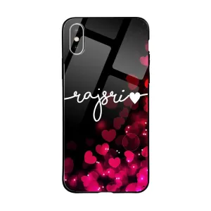 High Durability Glossy Protective Case With Red Hearts Wave Name
